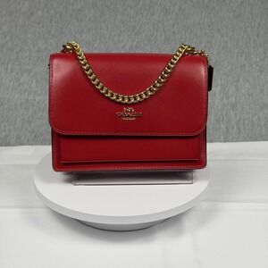 Coach Klare Crossbody Bag Red Leather Gold Chain Shoulder Handbag CB123 NEW